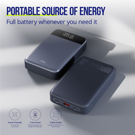 Allity power bank do laptopa APB-200 PD QC 130W 19200 mAh szary