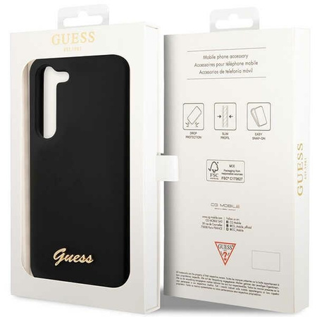 Guess Silicone Script Metal Logo - Etui Samsung Galaxy S23+ (czarny)