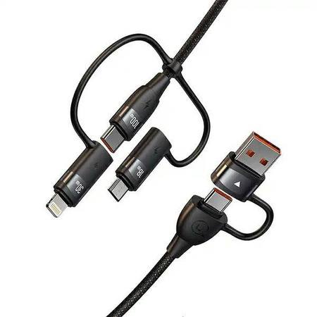 USAMS Cable U85 2xUSB-C/USB-A 2m 100W PD Fast Charge black/black SJ655USB01 (US-SJ655)