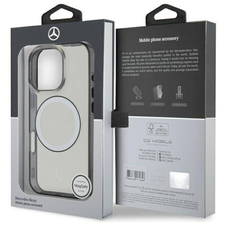 Original Handyhülle IPHONE 16 PRO Mercedes Hardcase Printed Logo MagSafe (MEHMP16L23HUOKC) transparent