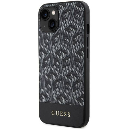 Original Handyhülle IPHONE 13 / 14 / 15 Guess Hardcase IML 4G MagSafe (GUHMP15SHGCFSEK) schwarz