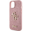 Guess Glitter Script Big 4G case for iPhone 15 - pink