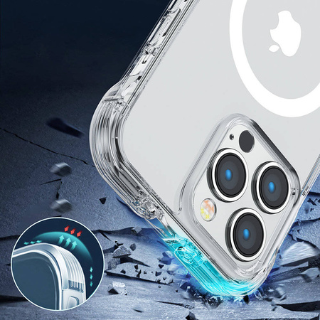 Joyroom Magnetic Defender Magnetische Hülle für iPhone 14 gepanzerte Hülle mit Hakenständer durchsichtig (MagSafe-kompatibel)