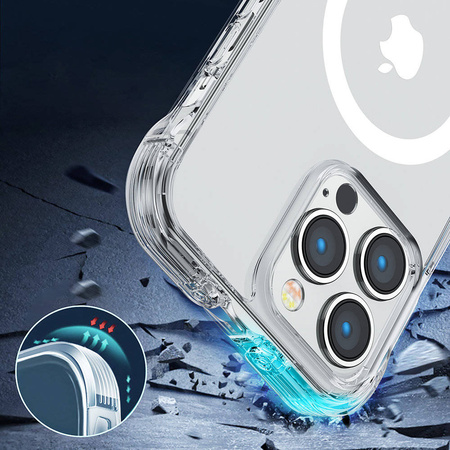 Joyroom Magnetic Defender magnetyczne etui do iPhone 14 Pro pancerny pokrowiec z haczykami podstawką przezroczysty (kompatybilne z MagSafe)