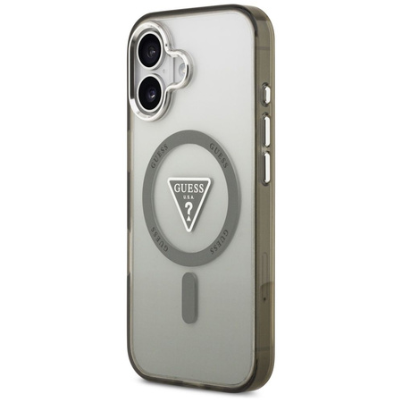 Guess Nakładka Magsafe IML Gradient Case With Print Triangle Logo & Silver Metal Camera Buttons Do iPhone 17 Khaki