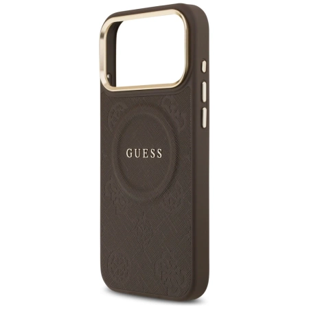 Guess Peony Hot Stamp MagSafe Case für iPhone 17 Pro Max - Braun