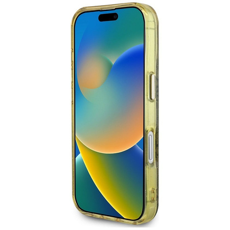 GUESS futerał do IPHONE 16 kompatybilny z MagSafe GUHMP16SHG4PRTGW (IML Metal Glitter 4G Circle Triangle) brązowy