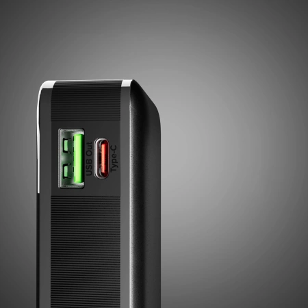Powerbank SBS 10000 mAh 20W with built-in USB-C cable and digital display - black