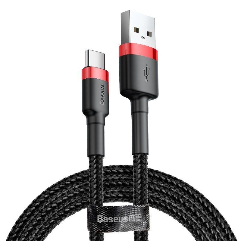 Baseus Cafule Cable - Kabel do ładowania i transmisji danych USB do USB-C 3 A, 0.5 m (czerwony/czarny)