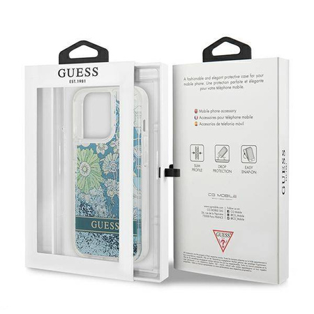 Guess GUHCP13XLFLSN iPhone 13 Pro Max 6.7 &quot;grün / grünes Hardcase Flower Liquid Glitter