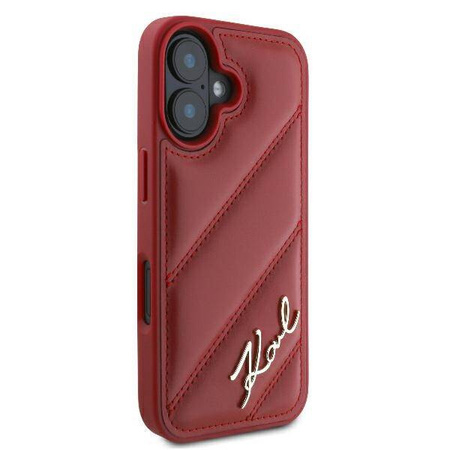 Karl Lagerfeld KLHCP16SPQDSMGR iPhone 16 6.1" czerwony/red hardcase Diagonal Quilted Script