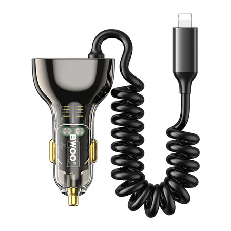 BWOO ładowarka samochodowa PD CC96L USB-C 30W + kabel USB-C - Lightning szara