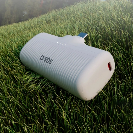 SBS EcoPower 5000 mAh 10W Powerbank mit integriertem USB-C-Anschluss - Weiß