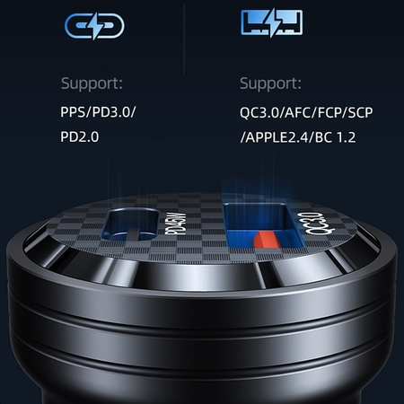 USAMS Ład. sam. C35 USB+USB-C 45W Fast Charge czarny/black CC175CC01 (US-CC175)