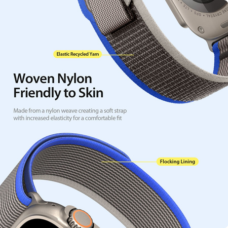Velcro Sports Strap for Apple Watch Ultra/8/7/6/SE/5/4/3/2/1 (42, 44, 45, 49mm) Dux Ducis Strap YJ Version - Blue Gray