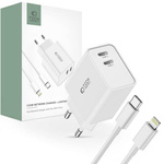 Wall Charger 2x USB-C PD 35W + Cable USB-C - Lightning white