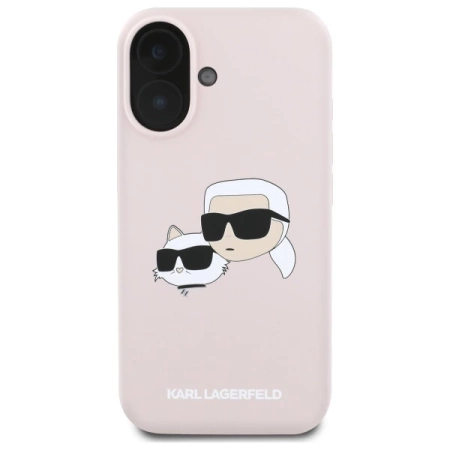 Karl Lagerfeld Silicone Case Heads Print MagSafe for iPhone 16 - Pink
