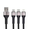 Kabel Blue Star z oplotem 3w1 ze złączami micro USB, USB C i Lightning 3A