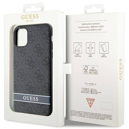 Guess GUHCN61P4SNK iPhone 11 / Xr grey/grey hardcase 4G Stripe