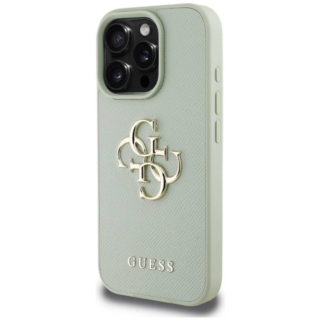 Case IPHONE 16 PRO Guess Grained Big 4G Logo Small Classic Logo green
