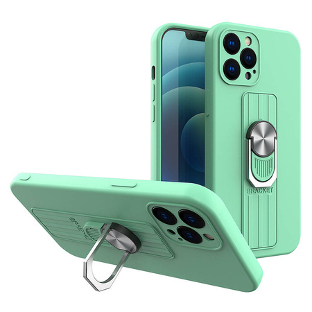 Ring Case silicone case with finger grip and stand for iPhone 12 Pro Max mint