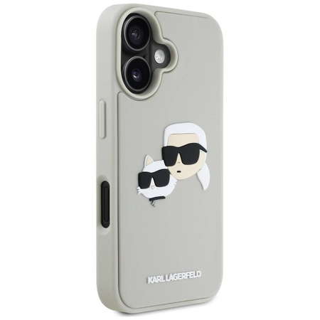 Etui IPHONE 16 Karl Lagerfeld HC 3D Rubber Double Heads beżowe