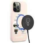 Karl Lagerfeld KLHMP13LSSKCI iPhone 13 Pro / 13 6,1 &quot;hardcase light pink / light pink Silicone Ikonik Karl &amp; Choupette Magsafe