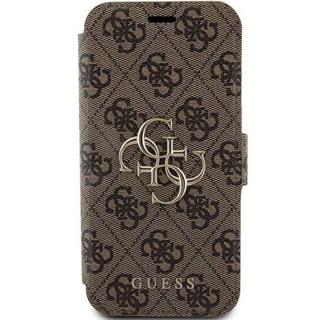 Original Case APPLE IPHONE 15 PRO Guess Book 4G Metal Gold Logo (GUBKP15L4GMGBR) brown