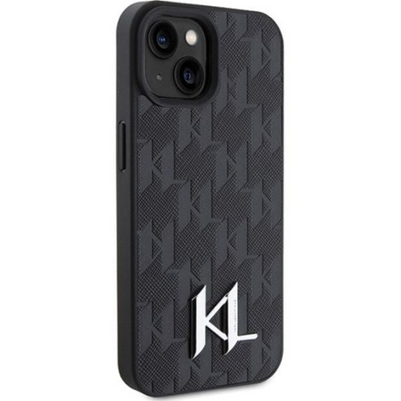 Karl Lagerfeld nakładka do iPhone 15 6,1" KLHCP15SPKLPKLK czarna HC Hot Stamp Monogram KL Metal Logo