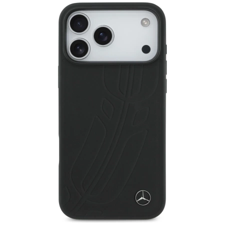 Mercedes Leder Large Laurel Leave MagSafe Case für iPhone 17 Pro Max - Schwarz