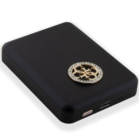 Guess powerbank indukcyjny 5W GUPBM3AL4DMK 3000mAh czarny MagSafe 4G Strassed Metal Logo