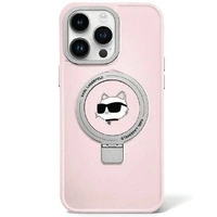 Karl Lagerfeld KLHMP15LHMRSCHP iPhone 15 Pro 6,1" rosa/rosa Hardcase Ringständer Choupette Head MagSafe