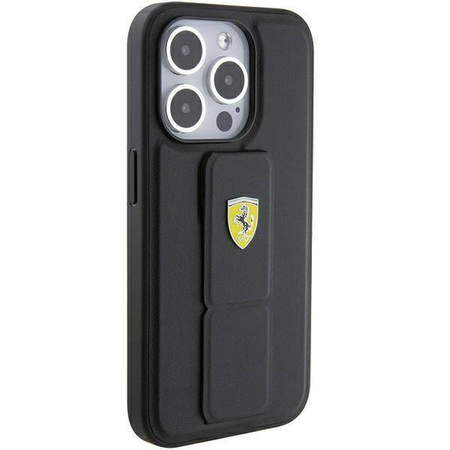 Ferrari nakładka do iPhone 15 Pro Max 6,7" FEHCP15XGSPSIK czarna HC GRIP STAND PU