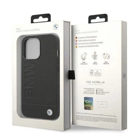 BMW Leather Stamp Case for iPhone 14 Pro - Black