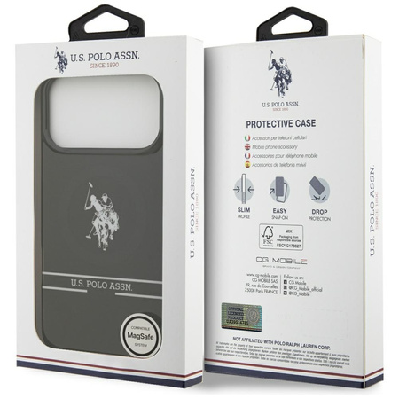 Etui US Polo DH and Bottom Stripe Logo   MagSafe do iPhone 17 Pro Max czarny