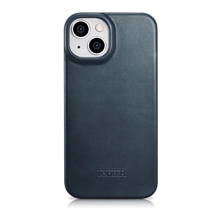 iCarer CE Oil Wax Premium Leather Folio Case iPhone 14 Plus magnetische Klapphülle MagSafe blau (AKI14220707-BU)