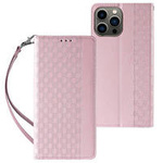 Magnetband-Hülle für iPhone 12 Pro Max, Tasche, Geldbörse + Mini-Lanyard-Anhänger, Rosa