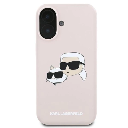 Karl Lagerfeld Silicone Case Heads Print MagSafe for iPhone 16 Plus - Pink