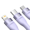 Baseus Flash Series II kabel USB - USB Typ C / Lightning / micro USB 100 W 1,2 m fioletowy (CASS030005)