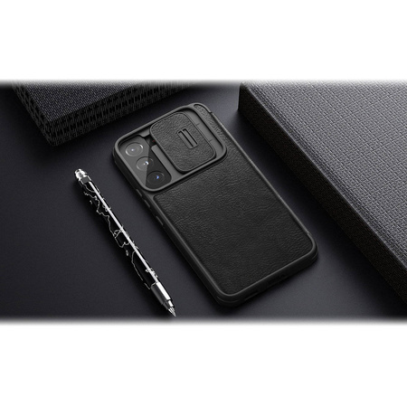 Nillkin Qin Leather Pro Case etui do Samsung Galaxy S22+ (S22 Plus) osłona na aparat kabura pokrowiec obudowa z klapką brązowy