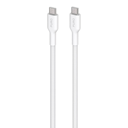 PURO Fabric - Kabel w oplocie heavy duty USB-C do USB-C 1,2m (biały)