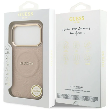 Guess Peony Hot Stamp MagSafe Case für iPhone 17 Pro - Pink
