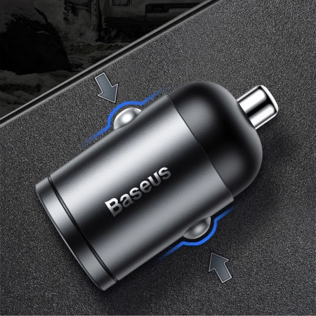 Baseus Tiny Star PPS mini inteligentna ładowarka samochodowa USB 30W Quick Charge 3.0 szary (VCHX-A0G)