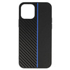 Tel Protect CARBON Case do Iphone 12 Pro Max Czarny z niebieskim paskiem