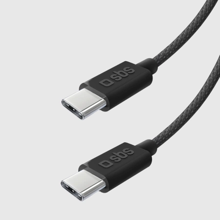 Kabel SBS TECABLETISSUETCCK USB-C - USB-C 1,5m 60W w oplocie - czarny