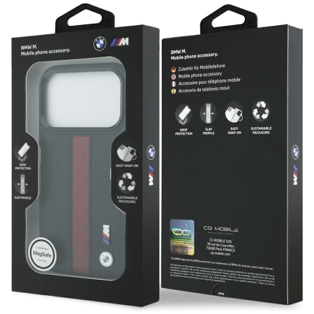 Etui BMW M Perforated Stripe Logo MagSafe na iPhone 17 Pro - czerwone