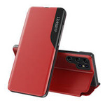 Eco Leather View Case Hülle für Samsung Galaxy S23 Ultra mit Klappständer rot