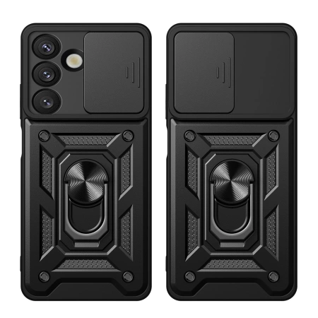 Pancerne etui Hybrid Armor Camshield z podstawką i osłoną aparatu na OnePlus 13 5G - czarne