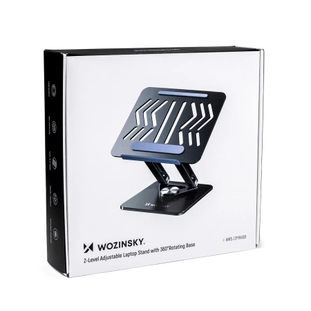 Wozinsky WRS-CPY84SB 360-Laptopständer aus Aluminium + Gratis! Smartphone-Ständer – schwarz