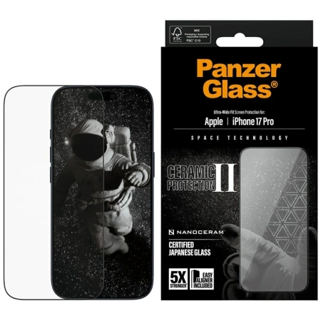 Szkło ceramiczne PanzerGlass Ceramic II Ultra-Wide Fit EasyAligner na iPhone 17 Pro